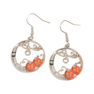 Pipi Tree Silver Ghost/Pumpkin Hollowout Earrings NWOT